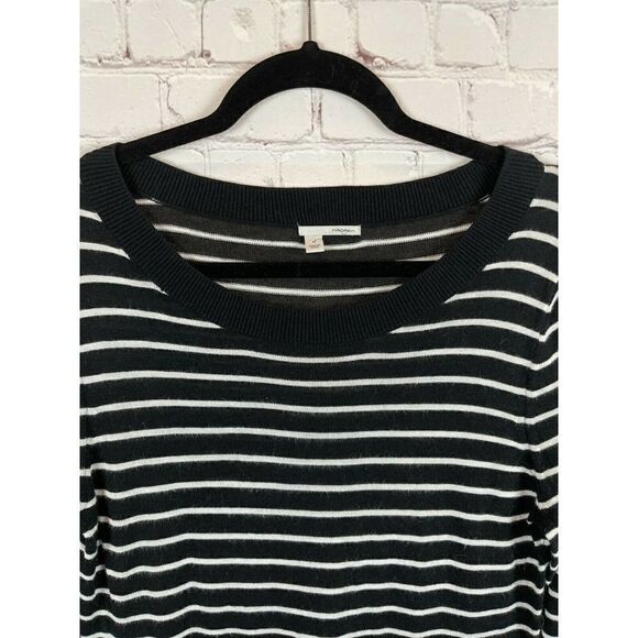 HALOGEN Nordstrom set of 2 violet white black striped front knot pullover top M - Picture 8 of 12